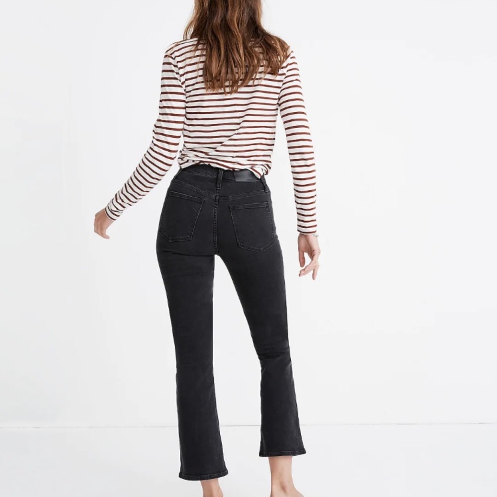 Madewell Cali Demi Boot Jeans Button Front Bellspring Wash Black Size 25 - Picture 3 of 12